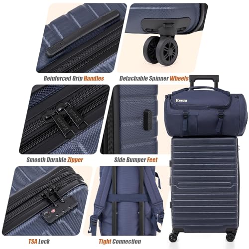 Eeeza Luggage Sets 5 Piece,Hardside Expandable Durable Luggage,21"/25"/30" - color: PorscheBlue