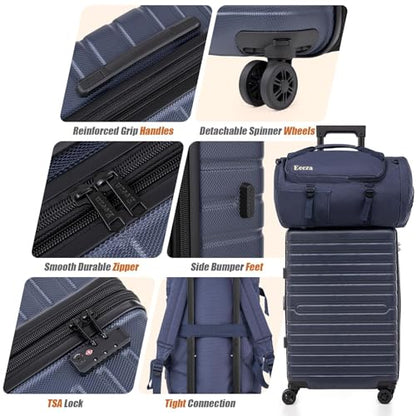 Eeeza Luggage Sets 5 Piece,Hardside Expandable Durable Luggage,21"/25"/30" - color: PorscheBlue