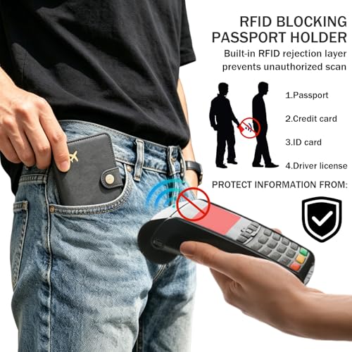 ZOPPEN Passport Holder RFID Blocking Travel Wallet, Dark Grey - color: Grey
