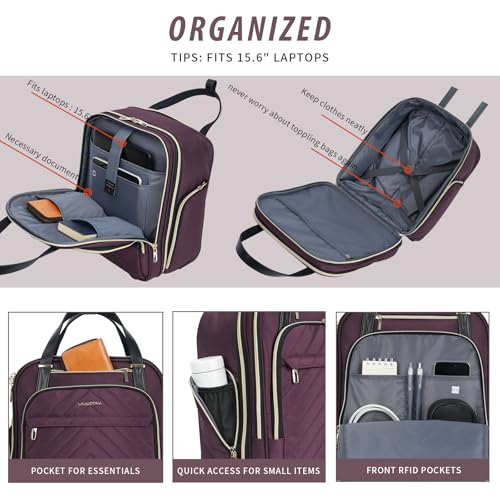 VANKEAN 16" Underseat Rolling Suitcase Travel Business Lightweight - color: Gold Purple