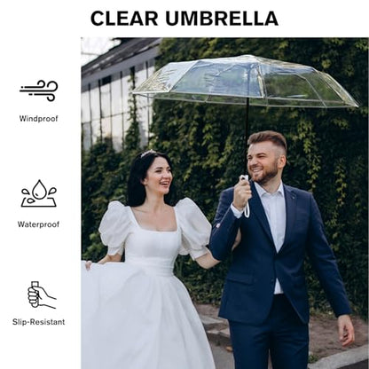 G4Free Small Clear Umbrella for Rain, 42 Inch Women and Men Use