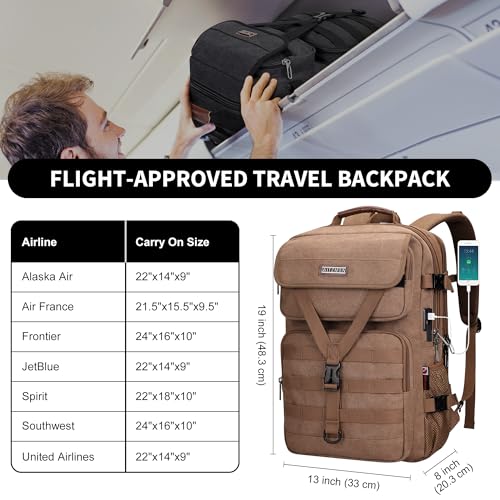 WITZMAN Canvas Travel Backpack for Men Large Laptop Backpack Fits 16 Inch - color: Brown