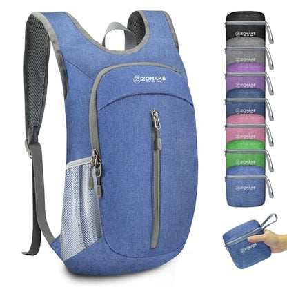 ZOMAKE 10L Ultra Lightweight Packable Backpack, Small Daypack Light Foldable Backpacks Water Resistant Day Bag for Hiking(Dark Blue) - color: Dark Blue A1, size: 10L