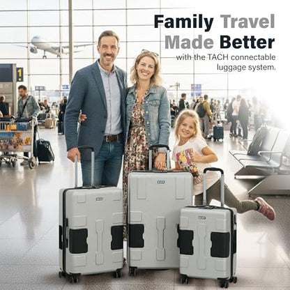 TACH Patented Connecting Hard Shell 3 Piece Luggage Set - 20, 24 & 28 inch Luggage | Carry-On, Medium & Large Rolling Suitcases - Silver - color: Silver, size: 3-Piece Set