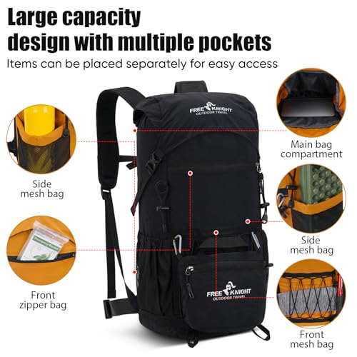 Bseash 30L Lightweight Hiking Backpack, Black - color: Black