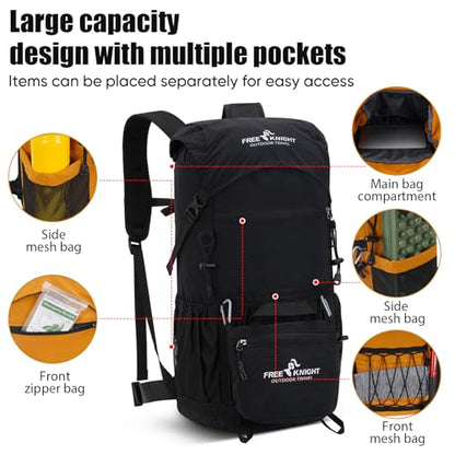 Bseash 30L Lightweight Hiking Backpack, Black - color: Black