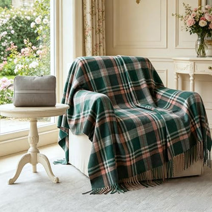 Soft Pure Wool Throw Blanket, Lightweight Warmth, Green, 55"x83", - color: Verdant Jungle, size: Standard (1.5 lbs)