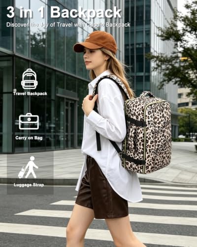 Capolo Travel Laptop Backpack Women Men Personal Item Weekender Travel Bag - color: Leopard, size: Small