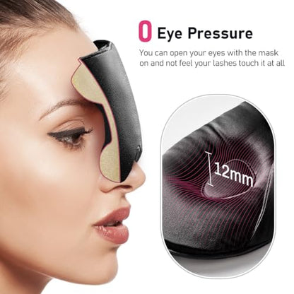 LitBear 100% 22 Momme Mulberry Silk Sleep Mask - 3D Contoured, Black - color: Black