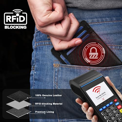 Front pocket thin wallet for Men Women RFID Blocking Credit Card Holder Card Cases Slim Minimalist wallet with Gift Box (Cross Black) - color: Cross Black