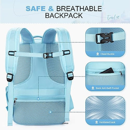 Maelstrom Travel Backpack for Men Women, 15.6" Laptop with Shoe Compartment - color: Blue, size: 15.6 inch with shoe compartment
