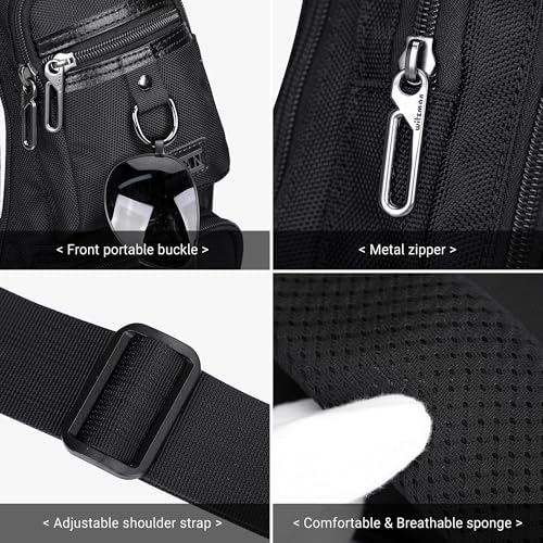 WITZMAN Slim Sling Bag for Men Crossbody Lightweight Chest Bag Casual - color: Black