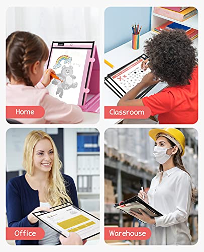 GAMENOTE 30 Pack Dry Erase Pockets, 10x14 Reusable Sleeves, Black - color: Black, size: 30 Pack