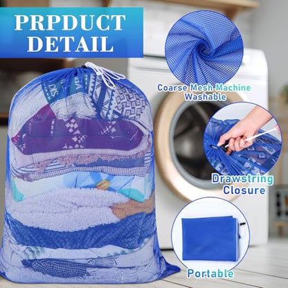 Windyun 9 Pcs Mesh Laundry Bags Drawstring Lockable Travel Storage, Blue - color: Blue