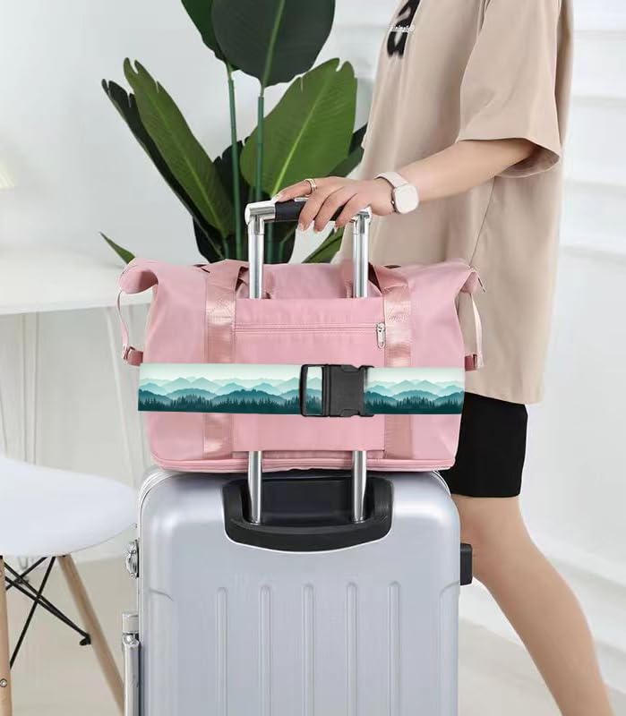 Luggage Straps for Suitcases Travel Belt Accessories, Cute Suitcase Strap, Adjustable Luggage Belt Strap, Heavy Duty with Quick-Release Buckle Luggage Strap Beautiful Green Mountain - color: Beautiful Green Mountain