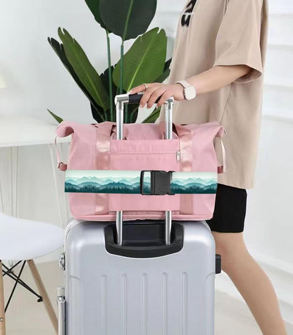 Luggage Straps for Suitcases Travel Belt Accessories, Cute Suitcase Strap, Adjustable Luggage Belt Strap, Heavy Duty with Quick-Release Buckle Luggage Strap Beautiful Green Mountain - color: Beautiful Green Mountain