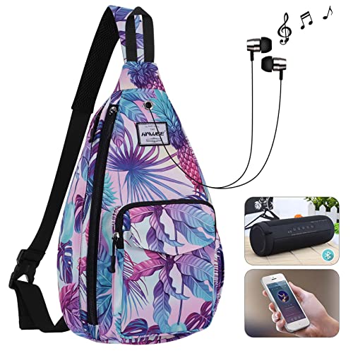 Backpack Sling for Women Anti-Water Crossbody Bag Inclined Adjustable Pack - color: Pineapple Colorful