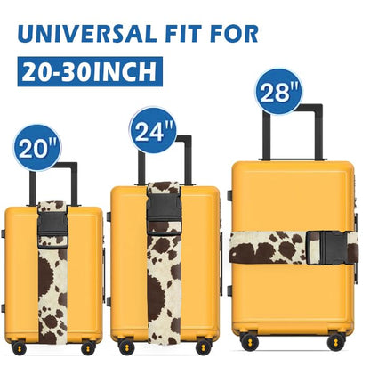 Luggage Straps for Suitcases Travel Belt Accessories, Cute Suitcase Strap, Adjustable Luggage Belt Strap, Heavy Duty with Quick-Release Buckle Luggage Strap Retro Cow Print - color: Retro Cow Print