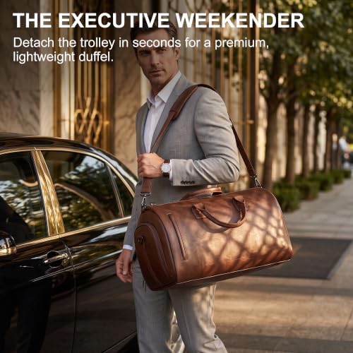 3-in-1 Convertible Rolling Garment Duffel Bag with Wheels, Brown, 50L - color: Brown