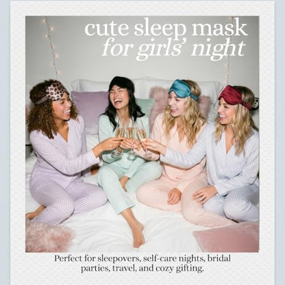 Satin Sleep Mask - 4 Pack - Black, Teal, Burgundy, Leopard - color: 4 Pack - Black, Teal, Burgundy, Leopard