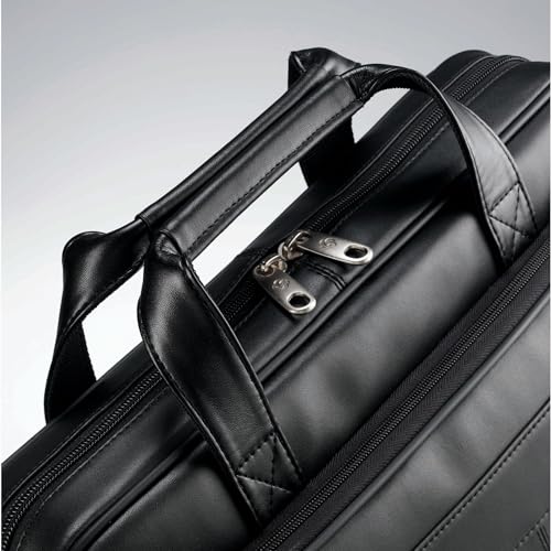 Samsonite Leather Slim Briefcase, Black, 16 Inch