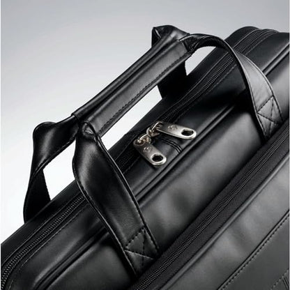 Samsonite Leather Slim Briefcase, Black, 16 Inch