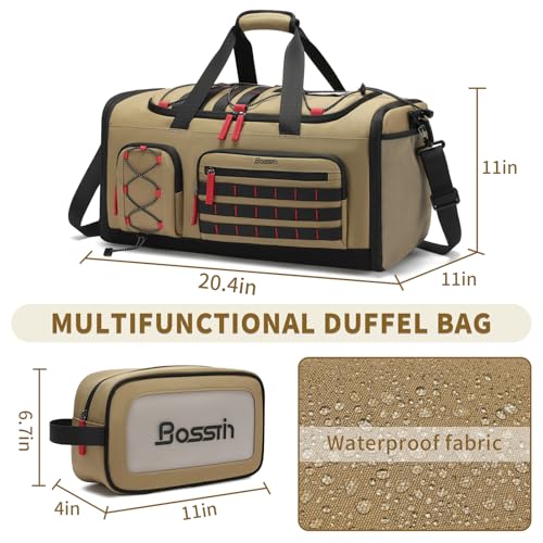 BOSSTIN Gym Bag for Men & Women, 45L-50L Expandable Sports Duffle Bag - color: Khaki