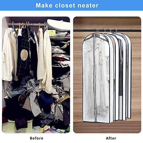 Mskitchen Clear Garment Storage with 4" Gusseted Hanging Covers - Durable, Transparent Protectors for Long Coats, Gowns, Dresses - 24"x 60"x 4" / 6 Pack - size: 24"x60"x4"/ 6 Pack