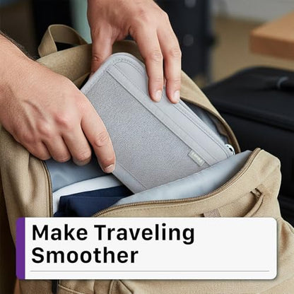 Fosmon Family Passport Holder, RFID Block Travel Document Organizer, Gray - color: Gray