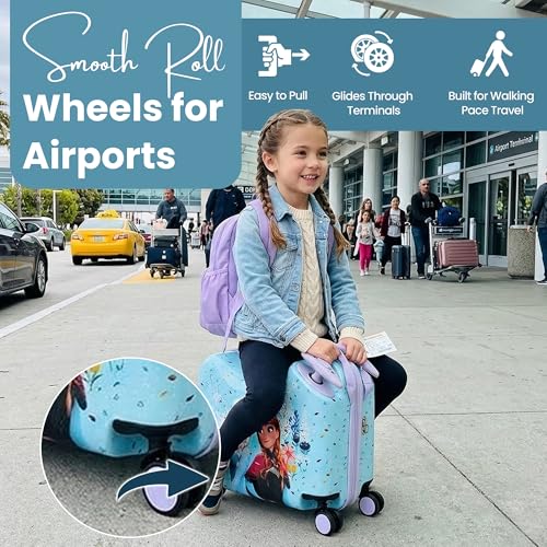 Bioworld Frozen Elsa and Anna Ride-On Luggage For Kids & Toddlers - color: Frozen Elsa and Anna