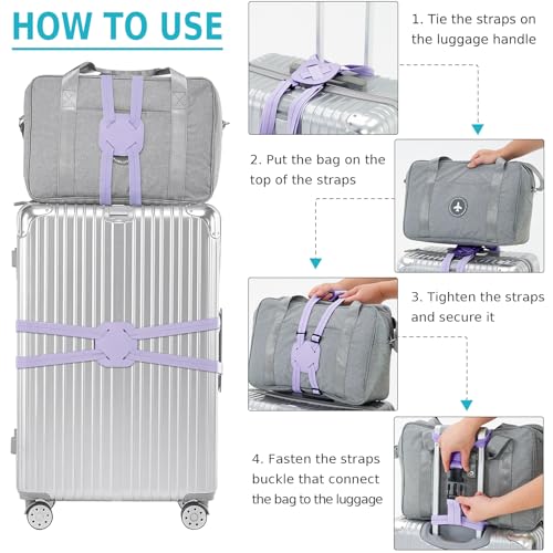 Travelkin Luggage Straps Bag Bungee for Suitcase Add a Bag TSA Approved - color: Lilac