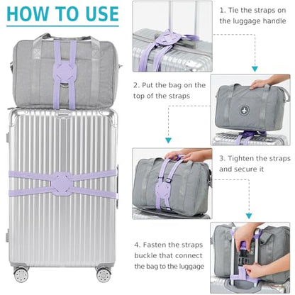Travelkin Luggage Straps Bag Bungee for Suitcase Add a Bag TSA Approved - color: Lilac