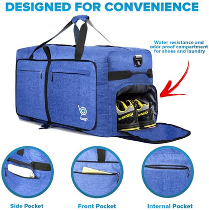 Bago Travel Duffle Bag for Women & Men. Extra Large Foldable Duffel Bags - color: SnowDepBlue, size: 140L