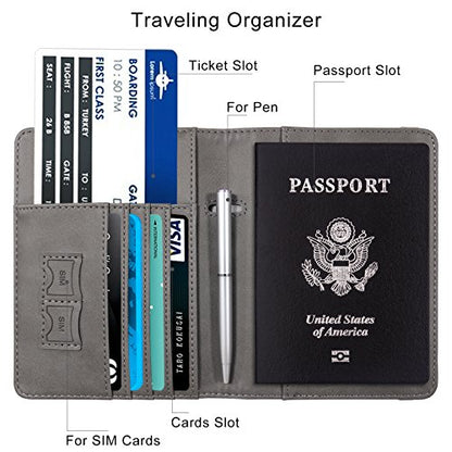 WALNEW Passport Holder for Travel, RFID Passport Wallet, Travel Essentials - color: A-Gray