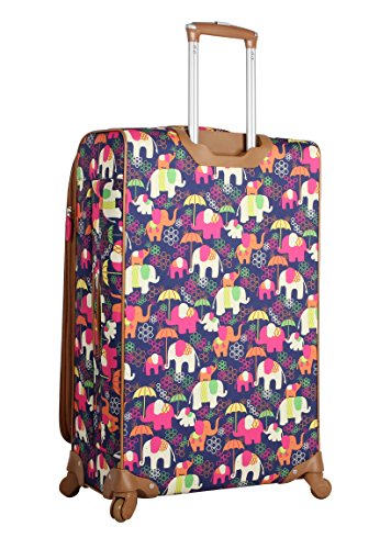 Lily Bloom Design Pattern 28" Luggage Softside Expandable With Double Spinner Wheels, Large Lightweight Suitcase Checked Bag For Women - color: Elephant Rain