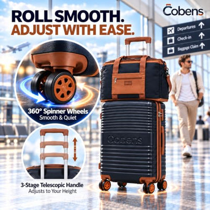 Cobens Luggage Sets 5 Piece, Suitcases with Wheels, TSA Lock, 20/24/28,Blue - color: Blue, size: 5 Piece Sets (20/24/28/DB/TB)