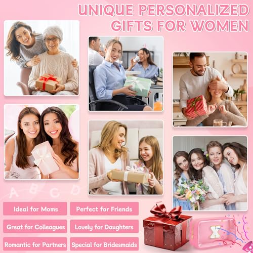 Initial Clear Makeup Bag, Birthday Gift Chenille Patch Cosmetic Bag - color: Pink, size: X