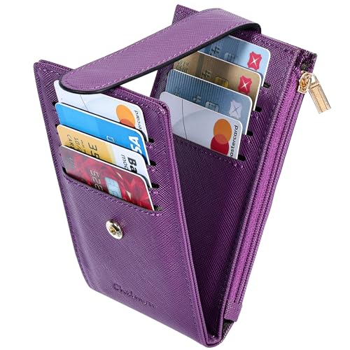 Chelmon Women's RFID Slim Card Holder Wallet - color: Purple Deep