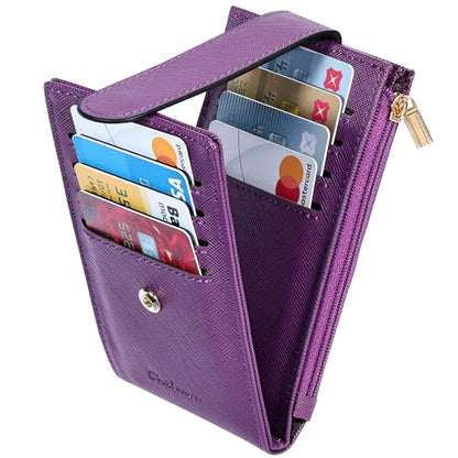 Chelmon Women's RFID Slim Card Holder Wallet - color: Purple Deep