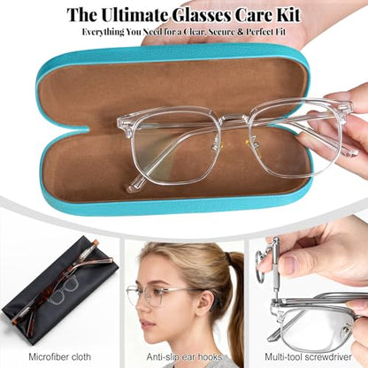 RayLove 2 Pack Unisex Hard Shell Glasses Case with Eyewear Accessories - color: Sky Blue