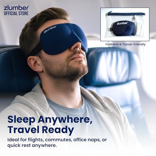 ZLUMBER Eyemasks for Sleeping 3 Pack - Eye Sleep Mask & Blindfold for Sleeping Men Women, 100% Blackout 3D Contoured Face Mask Sleep, Night Masks for Sleeping Men Side Sleepers, Adjustable