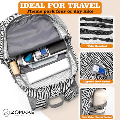 ZOMAKE Lightweight Packable Backpack 30L, Foldable Travel Hiking Daypack - color: D-zebra Print