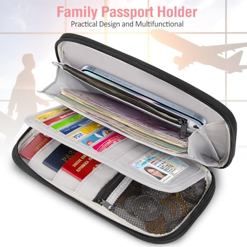 BKNOOU Family Passport Holder RFID Blocking Travel Document Organizer - color: 07 Pink