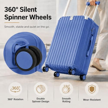 3 Piece Hardside Luggage Set with Spinner Wheels, TSA Lock, Lavender - color: royal blue