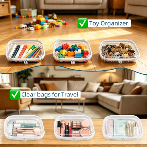 5 Pack Hard Shell Pouches with Double Zipper, Portable Clear Travel Bags - color: Multi-Size4M+1S