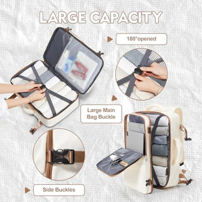 suradar Travel Backpack Carry On Backpack Flight Approved - color: Z2-beige Brown
