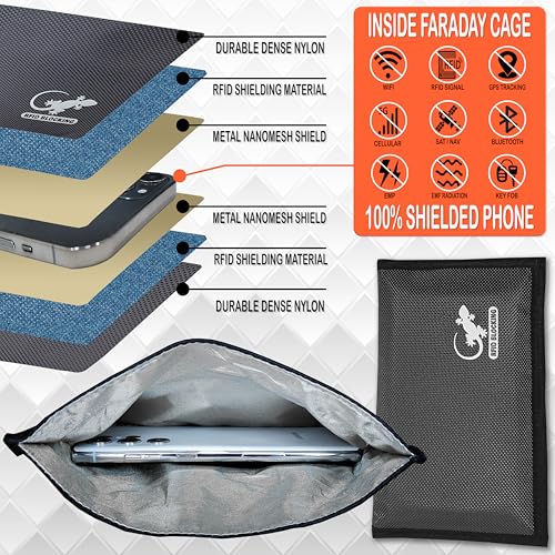 Faraday Bag Anti-Tracking GPS RFID Car Key Signal Blocker Wallet Shielding Pouch Protective Case for Cell Phone Car Key FOB, Data Privacy, Electronic Device Security (DARK GREY - NYLON) - color: DARK GREY - NYLON