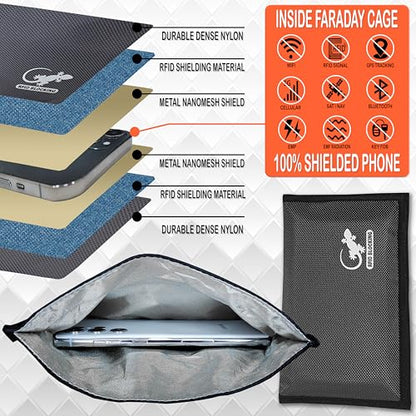 Faraday Bag Anti-Tracking GPS RFID Car Key Signal Blocker Wallet Shielding Pouch Protective Case for Cell Phone Car Key FOB, Data Privacy, Electronic Device Security (DARK GREY - NYLON) - color: DARK GREY - NYLON