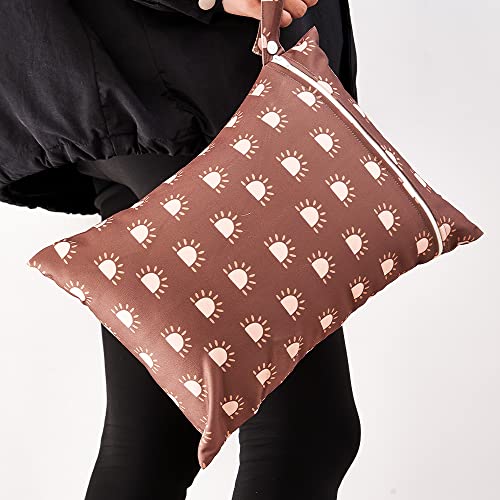 Happy Flute 3 Set Wet Bag Storage Bag Waterproof Washable for Baby - color: Flower