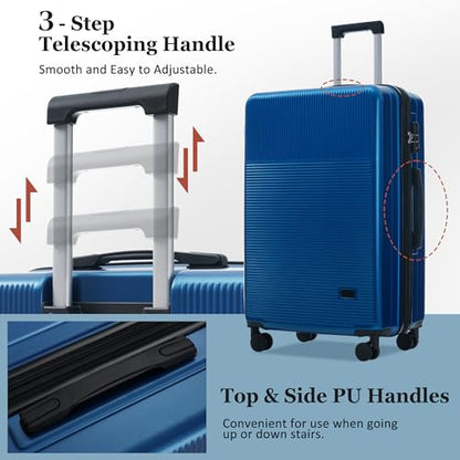 Merax Luggage Sets 5 Piece with Half-opening Hardside Suitcase Set - color: Blue, style: Luggage Set With Top Open 20